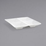 Front of the House Kyoto 1 oz. Bright White Rectangular Porcelain Sauce Dish - 12/Case