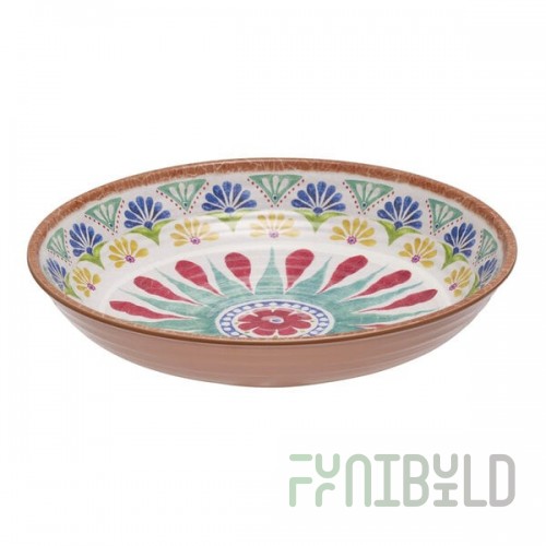 APS Arabesque 23.7 oz. Multicolored Round Melamine Bowl - 12/Case