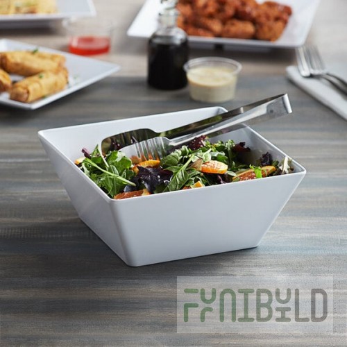 Acopa Rittenhouse 112 oz. Square White Melamine Bowl - 12/Case