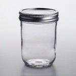 Choice 16 oz. Pint Wide Mouth Canning / Mason Jar with Silver Metal Lid and Band - 12/Case