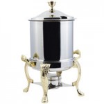 Bon Chef 17000 Elite Round 8 Qt. Dripless Round Stainless Steel with Brass Accents Roll Top Chafer with Renaissance Legs Bon Chef 17000 Elite Round 8 Qt. Dripless Round Stainless Steel with Brass Accents Roll Top Chafer with Renaissance Legs