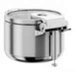 Acopa Manchester 11 Qt. Round Stainless Steel Soup Induction Chafer with Glass Top and Soft Close Lid