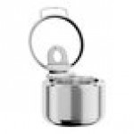 Acopa Manchester 11 Qt. Round Stainless Steel Soup Induction Chafer with Glass Top and Soft Close Lid