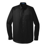 Port Authority W100 Unisex Customizable Deep Black Long Sleeve Carefree Poplin Dress Shirt with Stain Release - M