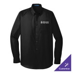Port Authority W100 Unisex Customizable Deep Black Long Sleeve Carefree Poplin Dress Shirt with Stain Release - M