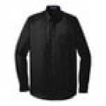 Port Authority W100 Unisex Customizable Deep Black Long Sleeve Carefree Poplin Dress Shirt with Stain Release - M