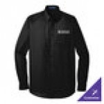 Port Authority W100 Unisex Customizable Deep Black Long Sleeve Carefree Poplin Dress Shirt with Stain Release - M