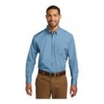 Port Authority W100 Unisex Customizable Deep Black Long Sleeve Carefree Poplin Dress Shirt with Stain Release - M