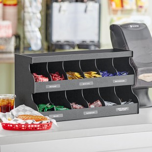 ServSense Black 12-Section Countertop Condiment Organizer - 24