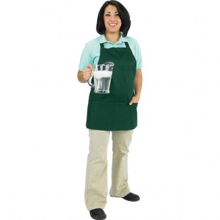 Chef Revival Hunter Green Poly-Cotton Customizable Bib Apron with 3-Compartment Pocket - 28 Chef Revival Hunter Green Poly-Cotton Customizable Bib Apron with 3-Compartment Pocket - 28