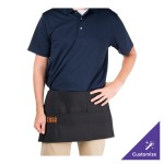 Chef Revival Black Polyester Customizable Waist Apron with 3 Pockets - 12