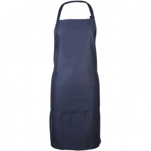 Mercer Culinary M61110NB Genesis® Navy Blue Poly-Cotton Bib Apron with Adjustable Neck and 1 Pocket - 33