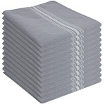 Hospeco Mariposa Reverse Gray 100% Spun Polyester Bistro Striped Cloth Napkins, 18