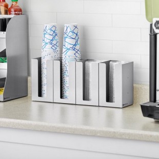 ServSense Stainless Steel Countertop / Wall-Mount Cup / Lid Organizer - 4/Set