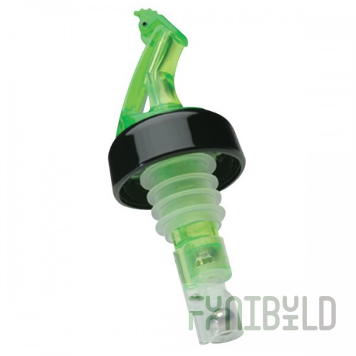 Precision Pours 58 SG C/F 0.625 oz. Shamrock Green Measured Liquor Pourer with Collar and Fliptop - 12/Pack