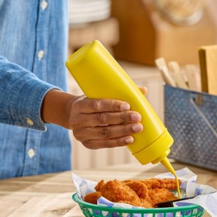 Choice 12 oz. Yellow Wide Mouth Squeeze Bottle - 6/Pack Choice 12 oz. Yellow Wide Mouth Squeeze Bottle - 6/Pack