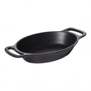 GET Heiss 16 oz. Black Cast Aluminum Mini Oval Server SKOV-16-ABK