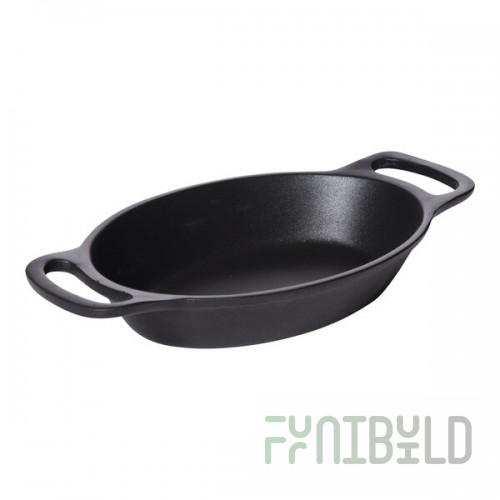 GET Heiss 16 oz. Black Cast Aluminum Mini Oval Server SKOV-16-ABK