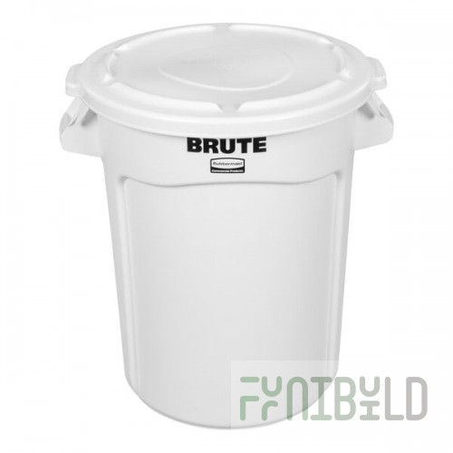 Rubbermaid® BRUTE 32 Gallon / 510 Cup White Round Ingredient Storage Bin with Lid