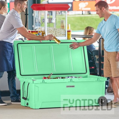 CaterGator CG200SFW Seafoam 210 Qt. Mobile Rotomolded Outdoor Cooler / Ice Chest