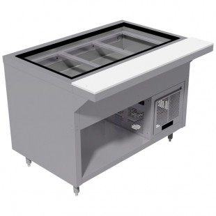 Advance Tabco HDRCP-3-BS Stainless Steel Heavy-Duty Three Well Refrigerated Cold Table with Enclosed Base Advance Tabco HDRCP-3-BS Stainless Steel Heavy-Duty Three Well Refrigerated Cold Table with Enclosed Base