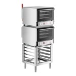 Cooking Performance Group COH-D3-A Double Stacked Electric Digital 3 Tray Half Size Convection Oven with Moisture Injection and Stand - 120V Cooking Performance Group COH-D3-A Double Stacked Electric Digital 3 Tray Half Size Convection Oven with Moisture Injection and Stand - 120V