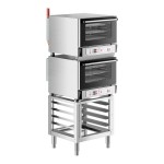 Cooking Performance Group COH-D3-A Double Stacked Electric Digital 3 Tray Half Size Convection Oven with Moisture Injection and Stand - 120V Cooking Performance Group COH-D3-A Double Stacked Electric Digital 3 Tray Half Size Convection Oven with Moisture Injection and Stand - 120V