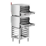 Cooking Performance Group COH-D3-A Double Stacked Electric Digital 3 Tray Half Size Convection Oven with Moisture Injection and Stand - 120V Cooking Performance Group COH-D3-A Double Stacked Electric Digital 3 Tray Half Size Convection Oven with Moisture Injection and Stand - 120V