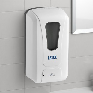 Lavex 40 fl. oz. (1,200 mL) White Automatic Foaming Soap / Sanitizer Dispenser