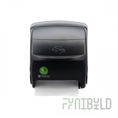 San Jamar Integra EcoLogic T850REBK Black Lever Roll Towel Dispenser for All Core Sizes