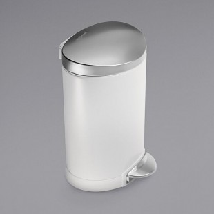 simplehuman CW1835 1.6 Gallon / 6 Liter White Stainless Steel Semi-Round Step-On Trash Can simplehuman CW1835 1.6 Gallon / 6 Liter White Stainless Steel Semi-Round Step-On Trash Can