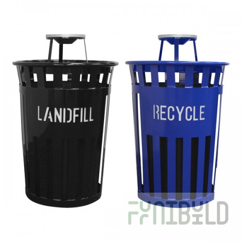 Witt Industries Oakley Eco 72 Gallon 2-Stream Outdoor Recycle Station with Ash Top Lid