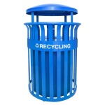 Ex-Cell Kaiser RC-SCD2633 RBL Streetscape Blue Gloss 37 Gallon Round Classic Outdoor Recycling Bin with Canopy