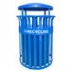 Ex-Cell Kaiser RC-SCD2633 RBL Streetscape Blue Gloss 37 Gallon Round Classic Outdoor Recycling Bin with Canopy