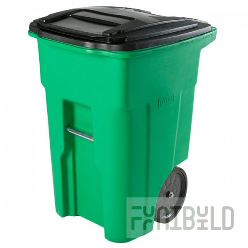 Toter ONA48-10460 Organics 48 Gallon Lime Green Rectangular Rollout Cart with Lid