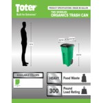 Toter ONA48-10460 Organics 48 Gallon Lime Green Rectangular Rollout Cart with Lid Toter ONA48-10460 Organics 48 Gallon Lime Green Rectangular Rollout Cart with Lid