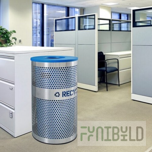 Ex-Cell Kaiser VCR-33 PERF SS Venue Collection 33 Gallon Perforated Stainless Steel Round Recycling Bin
