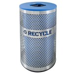 Ex-Cell Kaiser VCR-33 PERF SS Venue Collection 33 Gallon Perforated Stainless Steel Round Recycling Bin