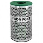 Ex-Cell Kaiser VCR-33 PERF SS Venue Collection 33 Gallon Perforated Stainless Steel Round Recycling Bin