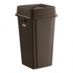 Lavex 25 Gallon Brown Square Trash Can with Drop Shot Lid