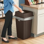 Lavex 25 Gallon Brown Square Trash Can with Drop Shot Lid