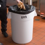 Lavex 44 Gallon White Round Commercial Trash Can