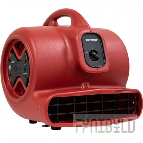XPOWER X-600A-Red 3-Speed Air Mover with GFCI Power Outlets - 1/3 hp