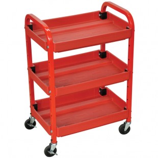 Luxor ATC332 Red Three Shelf Utility Cart Adjustable - 15 1/2 Luxor ATC332 Red Three Shelf Utility Cart Adjustable - 15 1/2