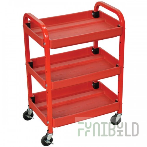 Luxor ATC332 Red Three Shelf Utility Cart Adjustable - 15 1/2