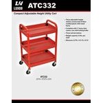 Luxor ATC332 Red Three Shelf Utility Cart Adjustable - 15 1/2 Luxor ATC332 Red Three Shelf Utility Cart Adjustable - 15 1/2