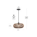 Globe Bohemian Chic Natural Rattan / Matte Black Pendant Light - 120V, 60W Globe Bohemian Chic Natural Rattan / Matte Black Pendant Light - 120V, 60W