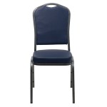 Flash Furniture FD-C01-SILVERVEIN-NY-VY-GG Hercules Navy Blue Vinyl Crown Back Stackable Banquet Chair with Silver Vein Frame