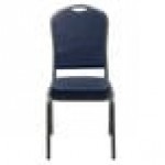 Flash Furniture FD-C01-SILVERVEIN-NY-VY-GG Hercules Navy Blue Vinyl Crown Back Stackable Banquet Chair with Silver Vein Frame