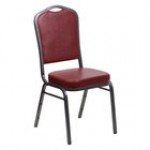 Flash Furniture FD-C01-SILVERVEIN-NY-VY-GG Hercules Navy Blue Vinyl Crown Back Stackable Banquet Chair with Silver Vein Frame